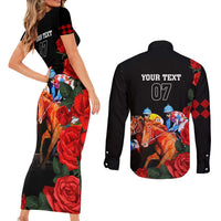 Horse Racing Custom Couples Matching Short Sleeve Bodycon Dress and Long Sleeve Button Shirt 151st Anniversary Race For the Roses LT7