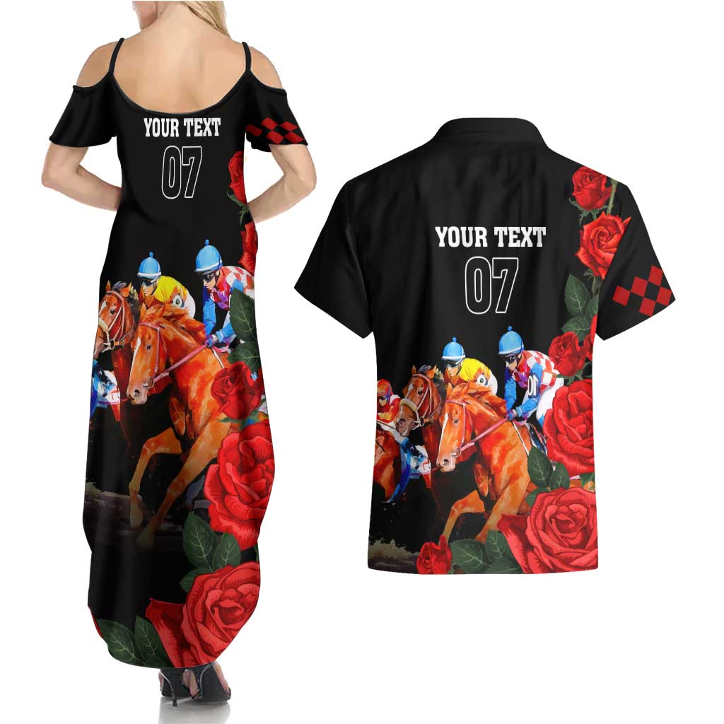 Horse Racing Custom Couples Matching Summer Maxi Dress and Hawaiian Shirt 151st Anniversary Race For the Roses LT7