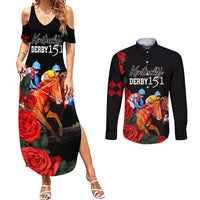 Horse Racing Custom Couples Matching Summer Maxi Dress and Long Sleeve Button Shirt 151st Anniversary Race For the Roses LT7