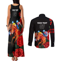 Horse Racing Custom Couples Matching Tank Maxi Dress and Long Sleeve Button Shirt 151st Anniversary Race For the Roses LT7