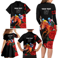 Horse Racing Custom Family Matching Long Sleeve Bodycon Dress and Hawaiian Shirt 151st Anniversary Race For the Roses LT7