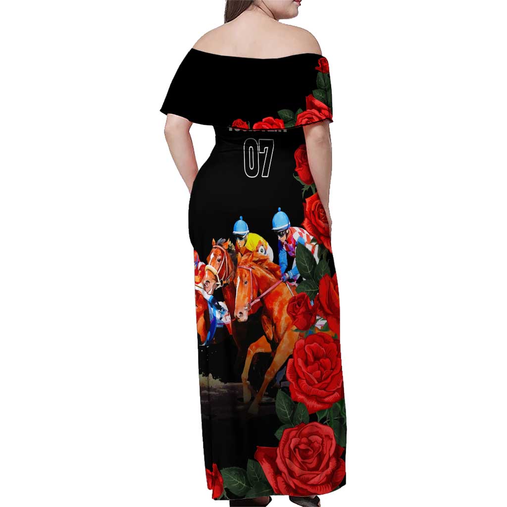 Horse Racing Custom Family Matching Off Shoulder Maxi Dress and Hawaiian Shirt 151st Anniversary Race For the Roses LT7