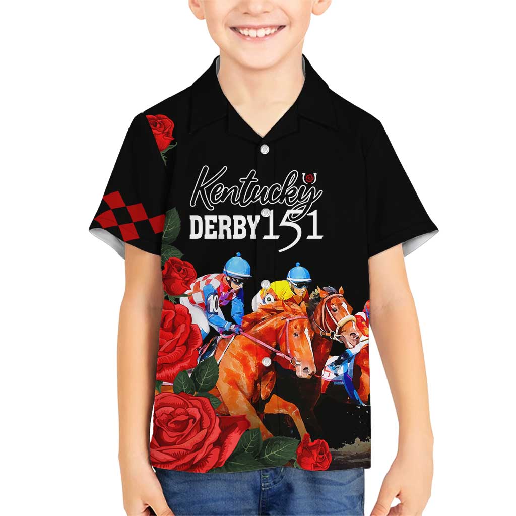 Horse Racing Custom Family Matching Off Shoulder Maxi Dress and Hawaiian Shirt 151st Anniversary Race For the Roses LT7