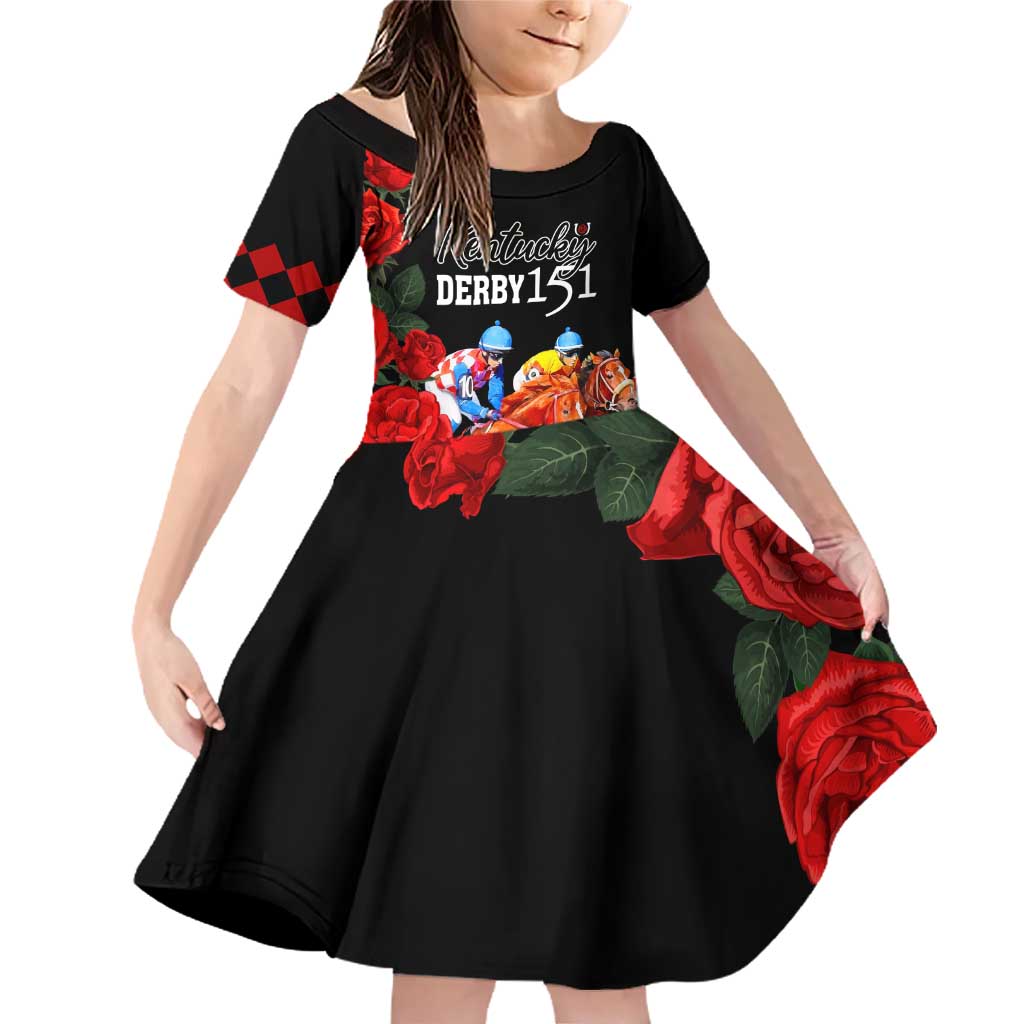Horse Racing Custom Family Matching Off Shoulder Short Dress and Hawaiian Shirt 151st Anniversary Race For the Roses LT7