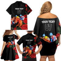 Horse Racing Custom Family Matching Off Shoulder Short Dress and Hawaiian Shirt 151st Anniversary Race For the Roses LT7