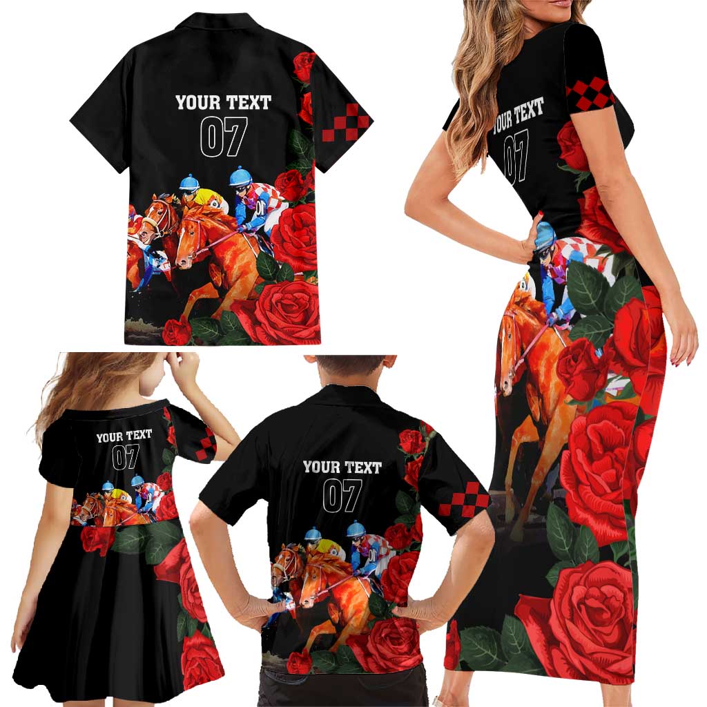 Horse Racing Custom Family Matching Short Sleeve Bodycon Dress and Hawaiian Shirt 151st Anniversary Race For the Roses LT7