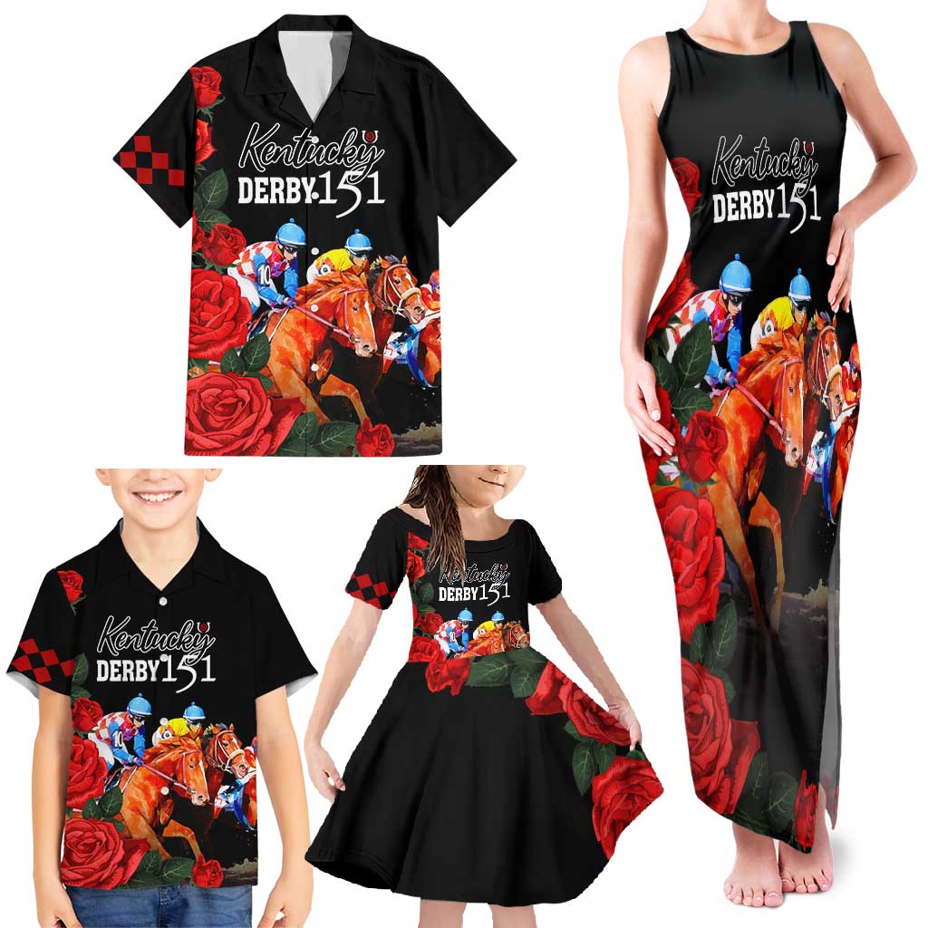 Horse Racing Custom Family Matching Tank Maxi Dress and Hawaiian Shirt 151st Anniversary Race For the Roses LT7