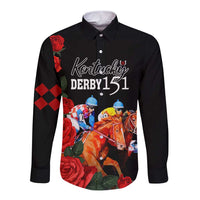 Horse Racing Custom Long Sleeve Button Shirt 151st Anniversary Race For the Roses LT7