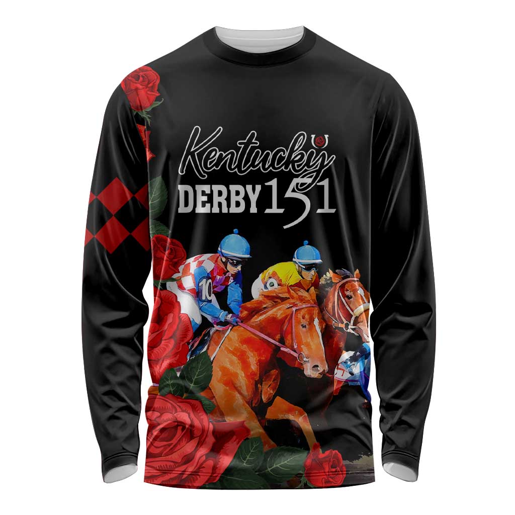 Horse Racing Custom Long Sleeve Shirt 151st Anniversary Race For the Roses LT7