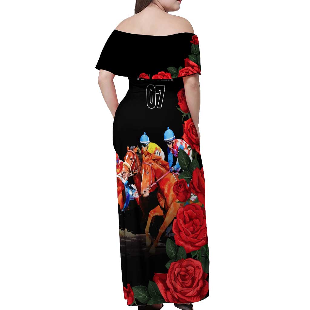 Horse Racing Custom Off Shoulder Maxi Dress 151st Anniversary Race For the Roses LT7