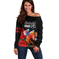 Horse Racing Custom Off Shoulder Sweater 151st Anniversary Race For the Roses LT7