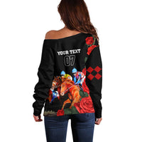 Horse Racing Custom Off Shoulder Sweater 151st Anniversary Race For the Roses LT7
