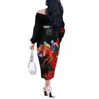 Horse Racing Custom Off The Shoulder Long Sleeve Dress 151st Anniversary Race For the Roses LT7
