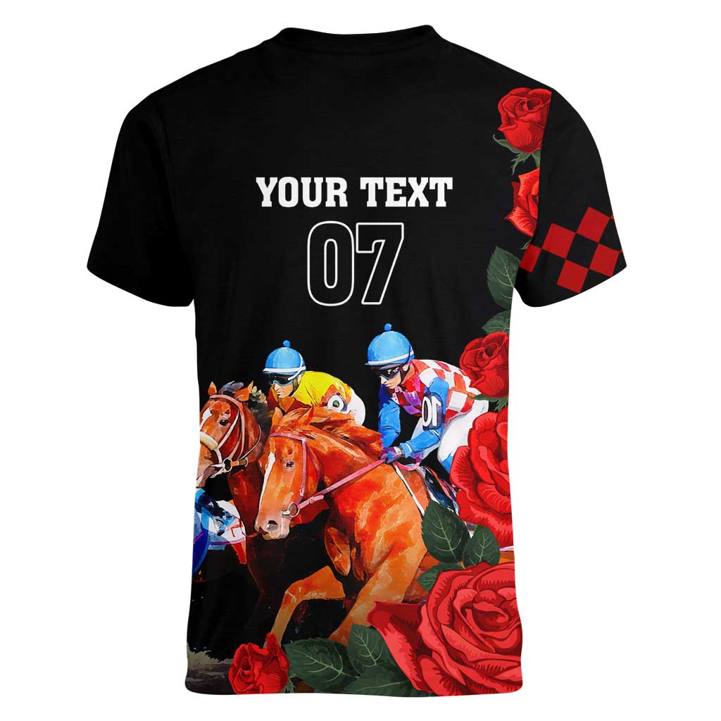 Horse Racing Custom Women V Neck T Shirt 151st Anniversary Race For the Roses LT7