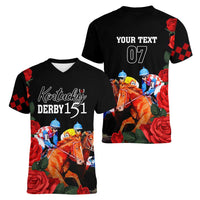 Horse Racing Custom Women V Neck T Shirt 151st Anniversary Race For the Roses LT7