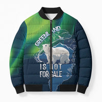Greenland Is Not For Sale Bomber Puffer Jacket Arctic Aurora Borealis