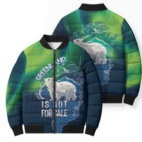 Greenland Is Not For Sale Bomber Puffer Jacket Arctic Aurora Borealis