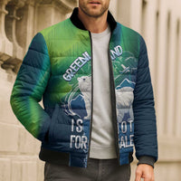 Greenland Is Not For Sale Bomber Puffer Jacket Arctic Aurora Borealis