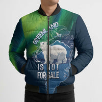 Greenland Is Not For Sale Bomber Puffer Jacket Arctic Aurora Borealis