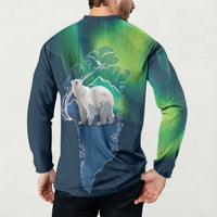 Greenland Is Not For Sale Button Sweatshirt Arctic Aurora Borealis