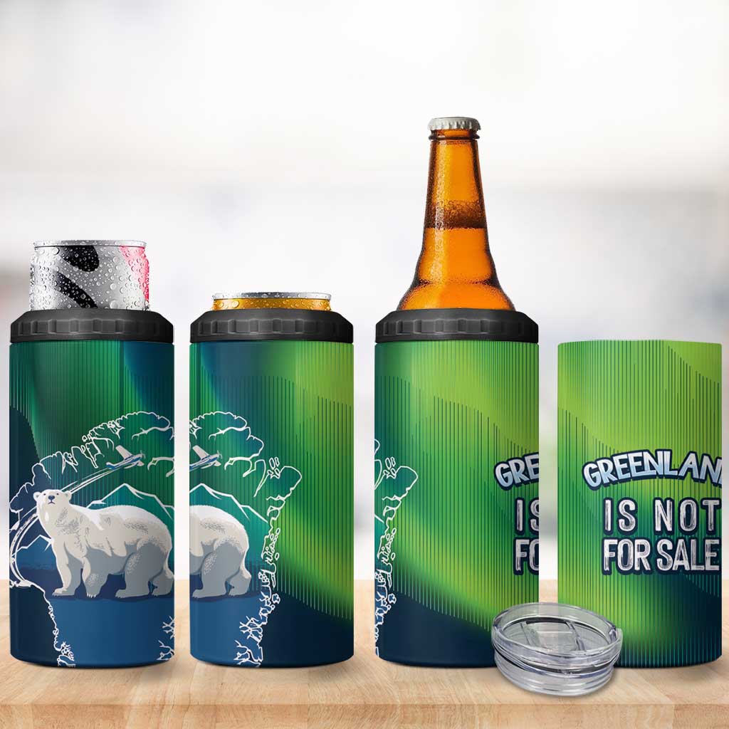 Greenland Is Not For Sale 4 in 1 Can Cooler Tumbler Arctic Aurora Borealis