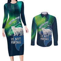 Greenland Is Not For Sale Couples Matching Long Sleeve Bodycon Dress and Long Sleeve Button Shirt Arctic Aurora Borealis