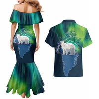 Greenland Is Not For Sale Couples Matching Mermaid Dress and Hawaiian Shirt Arctic Aurora Borealis