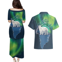 Greenland Is Not For Sale Couples Matching Puletasi and Hawaiian Shirt Arctic Aurora Borealis