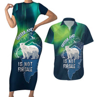 Greenland Is Not For Sale Couples Matching Short Sleeve Bodycon Dress and Hawaiian Shirt Arctic Aurora Borealis