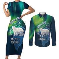 Greenland Is Not For Sale Couples Matching Short Sleeve Bodycon Dress and Long Sleeve Button Shirt Arctic Aurora Borealis