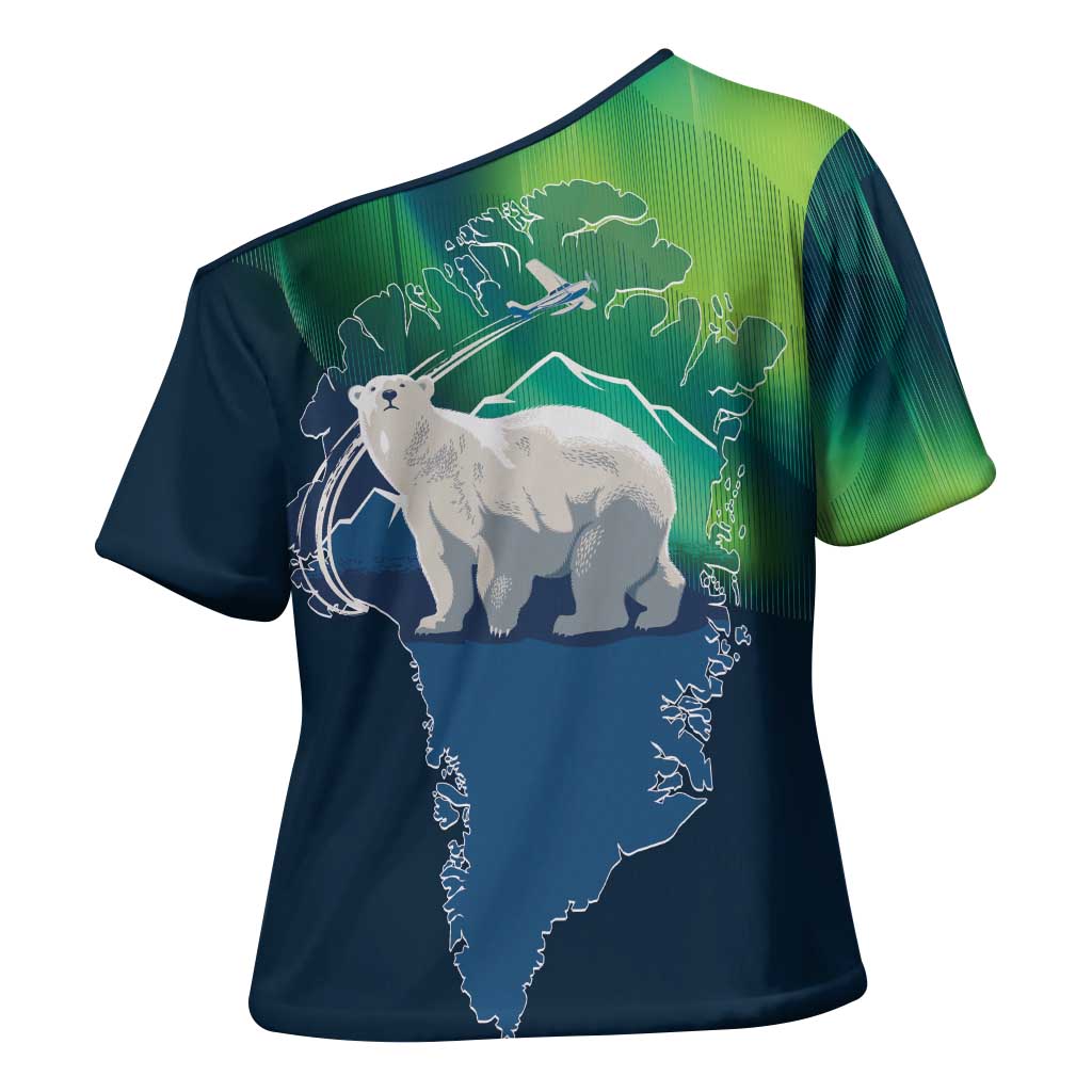 Greenland Is Not For Sale Cross Shoulder Shirt Arctic Aurora Borealis