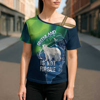Greenland Is Not For Sale Cross Shoulder Shirt Arctic Aurora Borealis