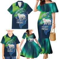 Greenland Is Not For Sale Family Matching Mermaid Dress and Hawaiian Shirt Arctic Aurora Borealis