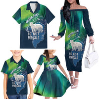 Greenland Is Not For Sale Family Matching Off The Shoulder Long Sleeve Dress and Hawaiian Shirt Arctic Aurora Borealis