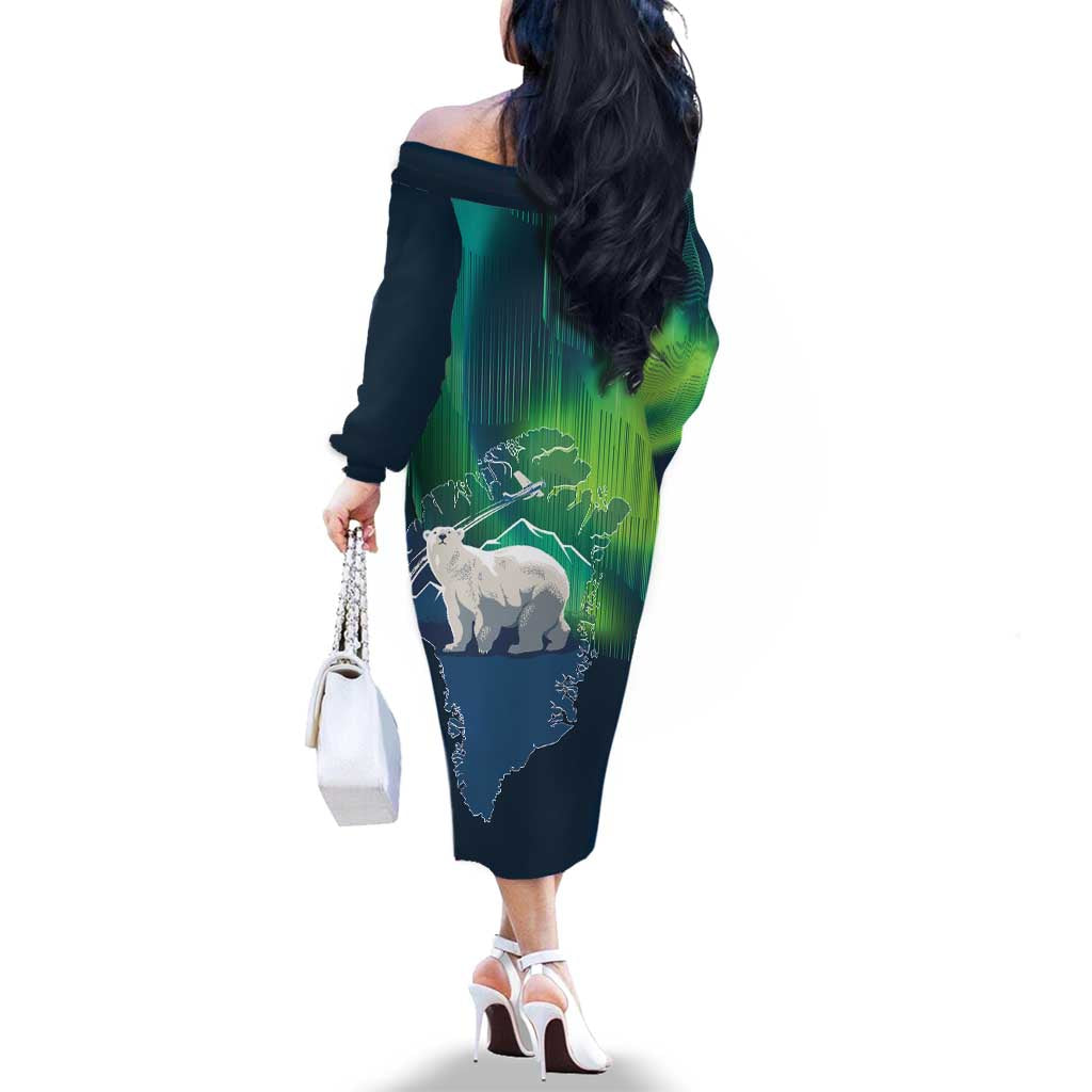 Greenland Is Not For Sale Family Matching Off The Shoulder Long Sleeve Dress and Hawaiian Shirt Arctic Aurora Borealis