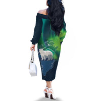 Greenland Is Not For Sale Family Matching Off The Shoulder Long Sleeve Dress and Hawaiian Shirt Arctic Aurora Borealis