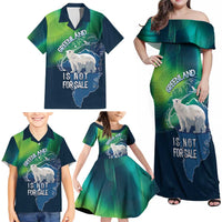 Greenland Is Not For Sale Family Matching Off Shoulder Maxi Dress and Hawaiian Shirt Arctic Aurora Borealis