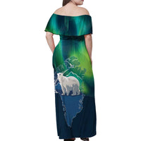 Greenland Is Not For Sale Family Matching Off Shoulder Maxi Dress and Hawaiian Shirt Arctic Aurora Borealis