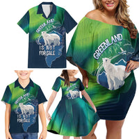 Greenland Is Not For Sale Family Matching Off Shoulder Short Dress and Hawaiian Shirt Arctic Aurora Borealis