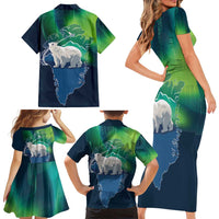 Greenland Is Not For Sale Family Matching Short Sleeve Bodycon Dress and Hawaiian Shirt Arctic Aurora Borealis