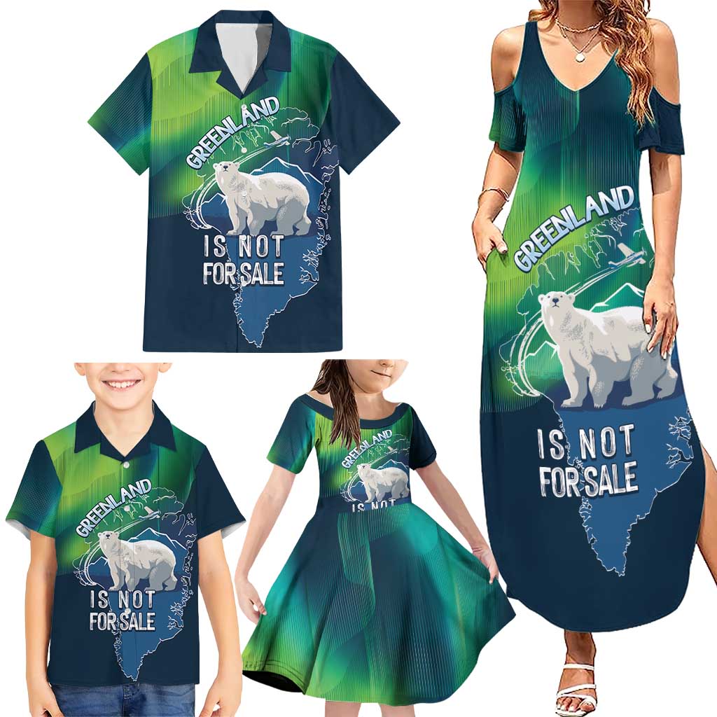 Greenland Is Not For Sale Family Matching Summer Maxi Dress and Hawaiian Shirt Arctic Aurora Borealis