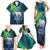 Greenland Is Not For Sale Family Matching Tank Maxi Dress and Hawaiian Shirt Arctic Aurora Borealis