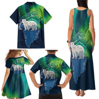 Greenland Is Not For Sale Family Matching Tank Maxi Dress and Hawaiian Shirt Arctic Aurora Borealis