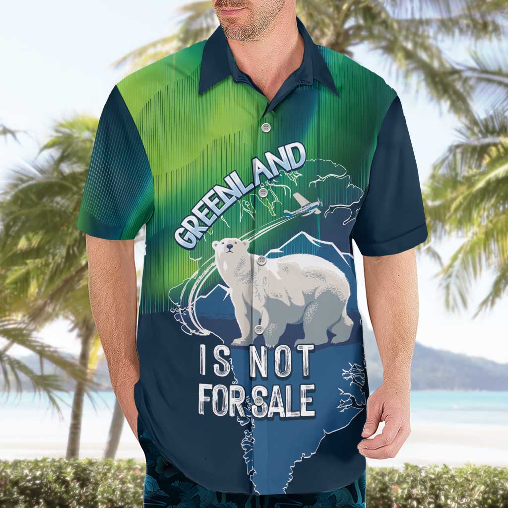 Greenland Is Not For Sale Hawaiian Shirt Arctic Aurora Borealis