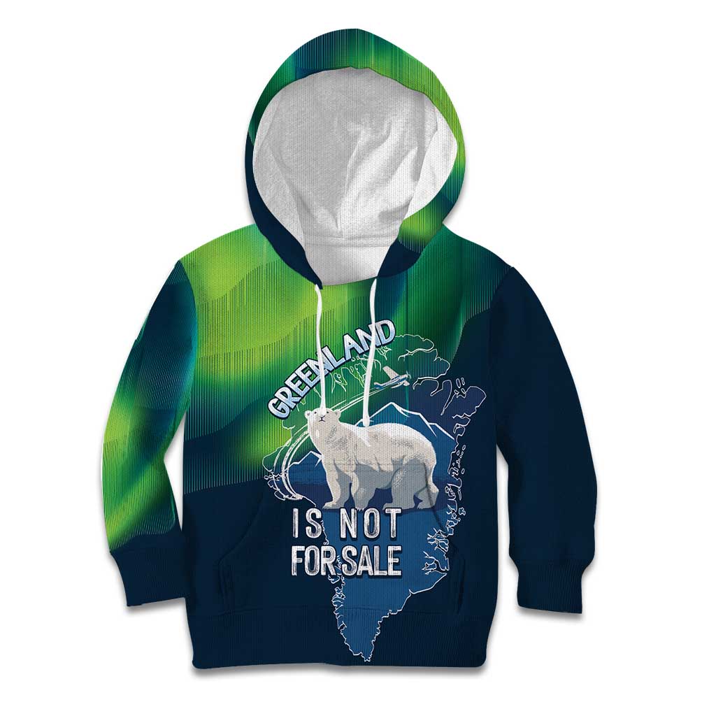 Greenland Is Not For Sale Kid Hoodie Arctic Aurora Borealis