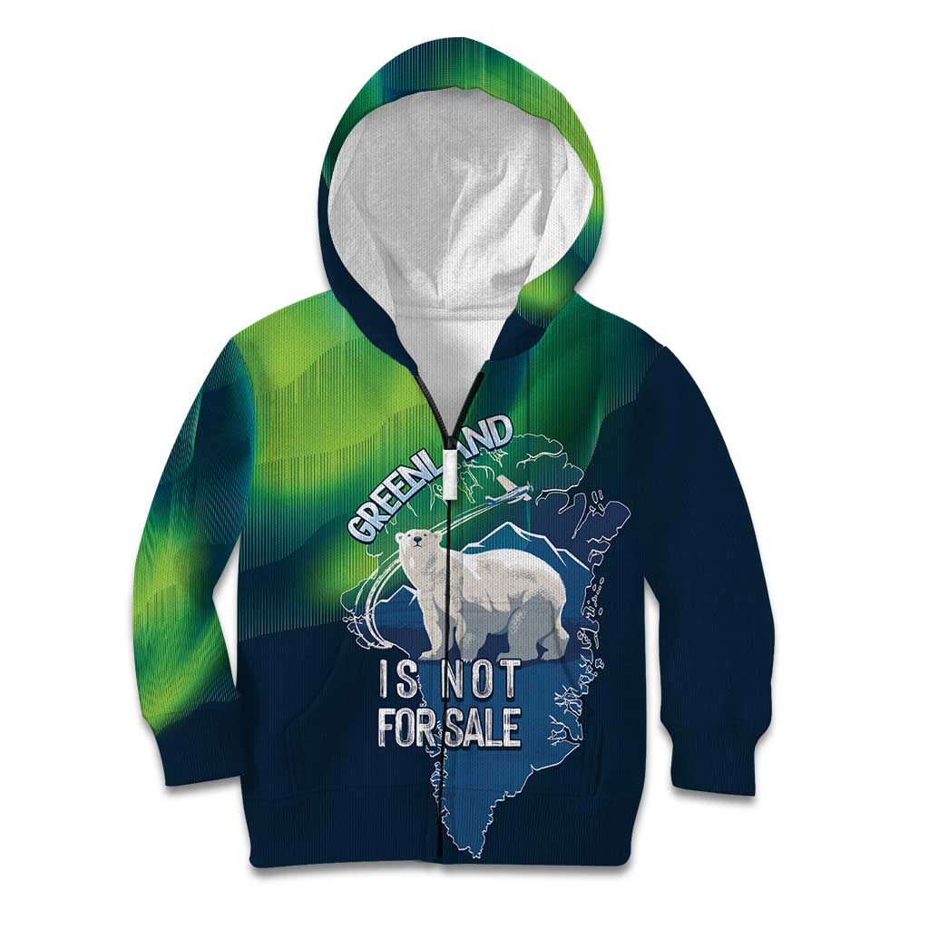 Greenland Is Not For Sale Kid Hoodie Arctic Aurora Borealis