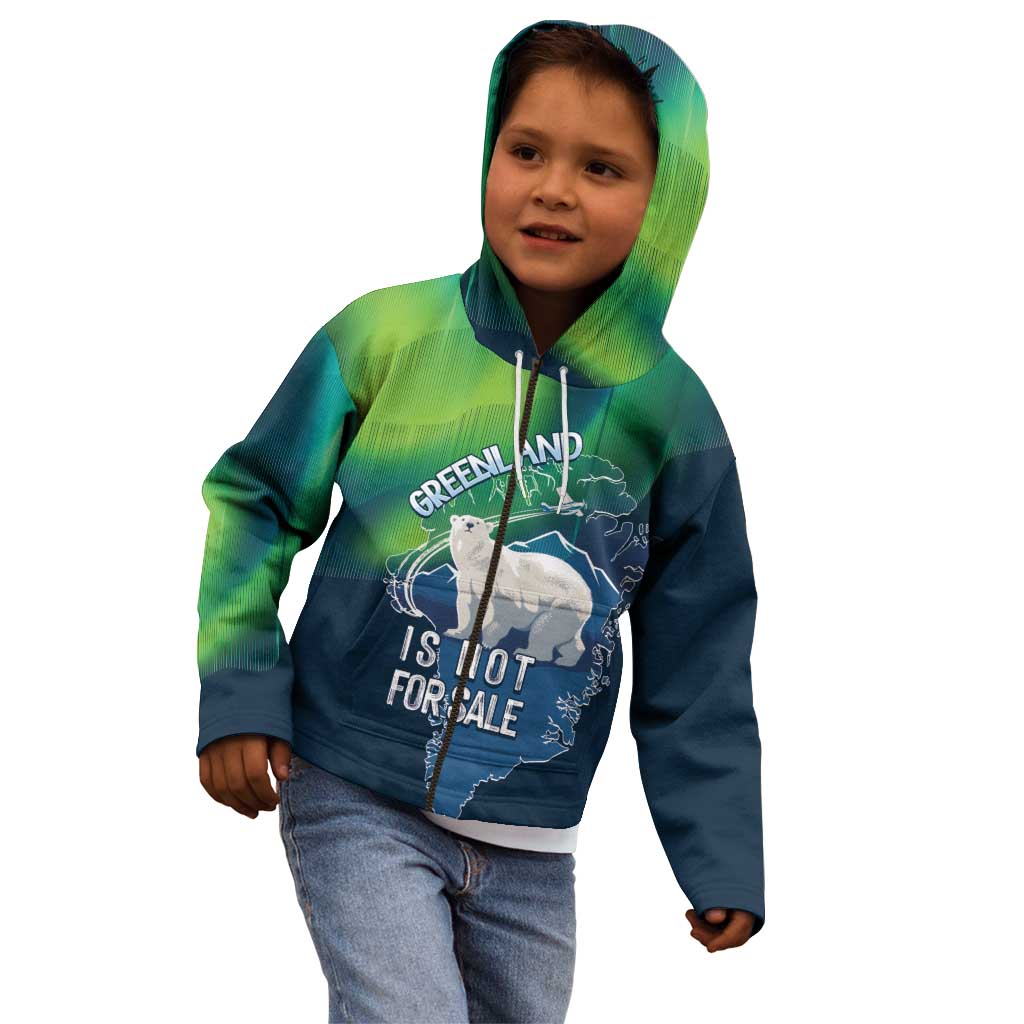 Greenland Is Not For Sale Kid Hoodie Arctic Aurora Borealis