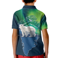 Greenland Is Not For Sale Kid Polo Shirt Arctic Aurora Borealis