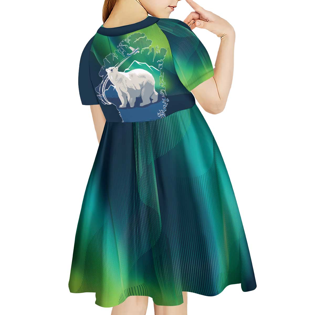 Greenland Is Not For Sale Kid Short Sleeve Dress Arctic Aurora Borealis