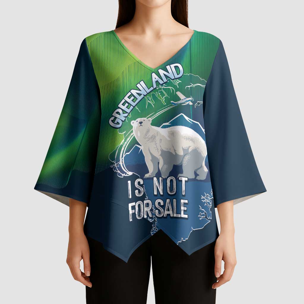 Greenland Is Not For Sale Kimono Sleeve Blouse Arctic Aurora Borealis